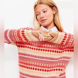 Loft: Fair Isle Patterned Sweater Size Small Petite
